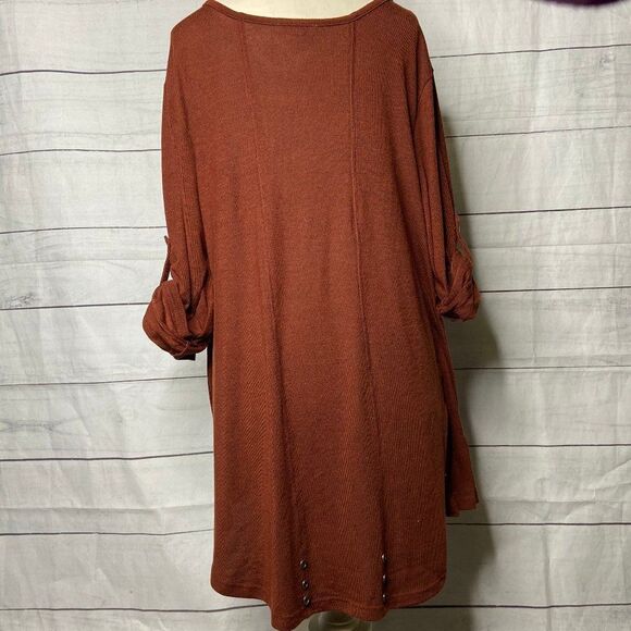 Simply Noelle XL rust orange rolled sleeve tunic - Picture 5 of 6